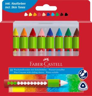 Creioane Cerate Solubile cu Protectie 10 Culori Faber-Castell