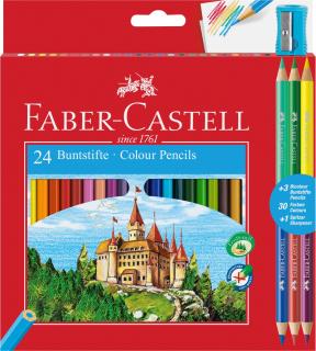 Creioane Colorate 24+3 Culori Eco + Ascutitoare Faber-Castell