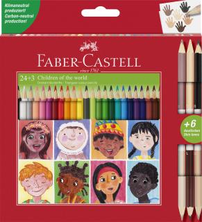 Creioane Colorate Bicolore 24+3 CHILDREN OF THE WORLD Faber-Castell