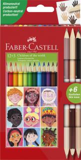 Creioane Colorate Bicolore12+3 CHILDREN OF THE WORLD Faber-Castell