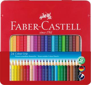 Creioane Colorate Grip 2001 24 culori   cutie metal Faber-Castell