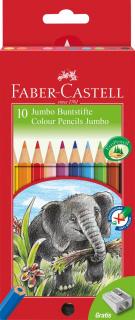 Creioane Colorate Jumbo 10 culori + Ascutitoare Faber-Castell