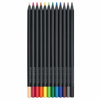 Creioane colorate triunghiulare cutie carton 12 culori Black Edition Faber Castell