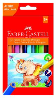 Creioane Colorate Triunghiulare Jumbo 12 culori Faber-Castell