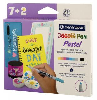 Markere Permanente pentru Decor Slim 7+2  culori Pastel, Centropen