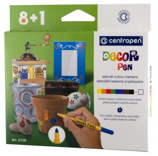 Markere Permanente pentru Decor Slim 8+1  set culori 2738 Centropen