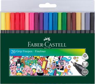 Set 20 culori Liner 0.4 mm Grip Faber-Castell