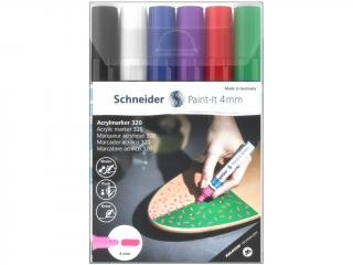 Set 6 buc Marker cu vopsea acrilica Paint-It 320 4 mm set 1, Schneider