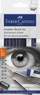 Set 6 Creioane Grafit Goldfaber cu Radiera si Ascutitoare Faber-Castell