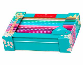 Set Cadou 20 Creioane Colorate Sparkle + Ascutitoare Sleeve Faber-Castell