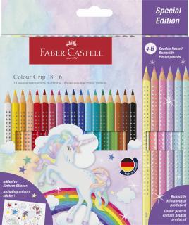 Set Creioane Colorate 18+6 Culori Grip UNICORNI Faber-Castell