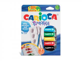 Acuarele tempera Carioca 7 culori 10 ml cu tavita si pensula