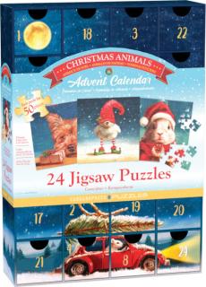 Calendar de Advent Animalutele si Craciunul, 24 puzzle-uri, 50 piese