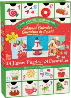 Calendar de Advent Dulciurile de Craciun, 24 puzzle-uri, 50 piese