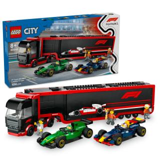 Camion F1 cu masinile F1 RB20 si AMR24