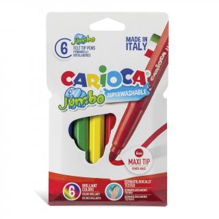 Carioci lavabile - 6 culori set Carioca Jumbo cu varf rotund.