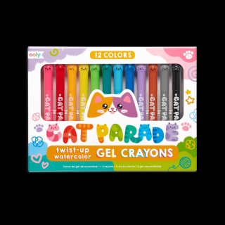 Creioane acuarele cu gel, Cat Parade, set 12 culori