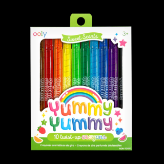 Creioane colorate parfumate rasucibile - Yummy Yummy, set de 10