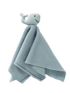 Jucarie doudou Whale blue, din bumbac organic