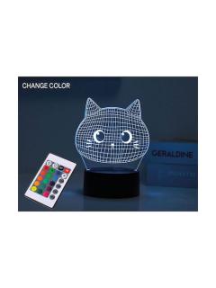 Lampa 3D pisica, iluminare cu LED si telecomanda, cu 16 culori, iTotal