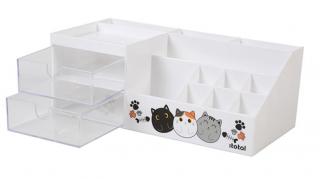 Organizator de birou, design cu pisicute, alb, iTotal