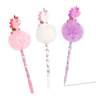 Pix cu gel, cu pom-pom si capac in forma de unicorn