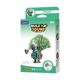 Puzzle 3D cu sunete - Paun, Build  n  Sound