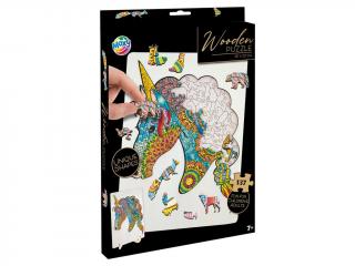 Puzzle din lemn cu forme unice, Unicorn, 137 piese, Moxy