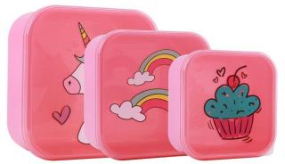 Set 3 cutii pentru alimente, design unicorn