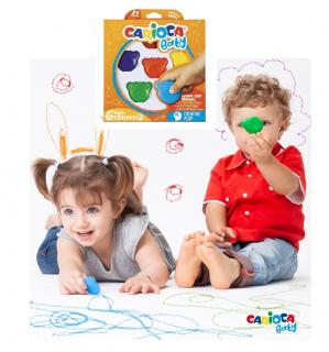 Set 6 creioane cerate si colorate - Teddy - Carioca Baby 1+ Ursuleti.