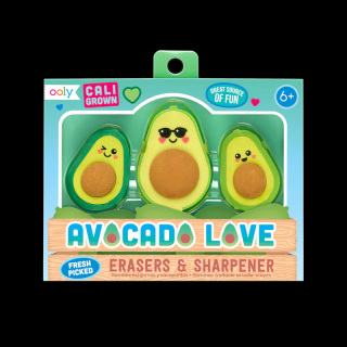 Set ascutitoare si radiere Avocado Love - set de 3