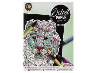 Set creativ de colorat pe fundal de catifea, Velvet Paper, animale, planse catifelate, A6