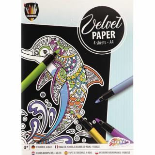 Set creativ de colorat pe fundal de catifea, Velvet Paper, ocean, planse catifelate, A7