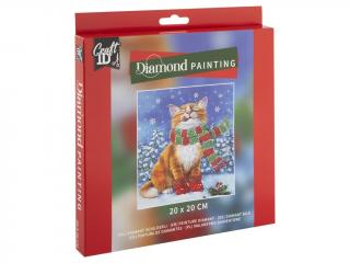 Set creativ diamond painting, cu tematica de Craciun, Pisicuta fericita