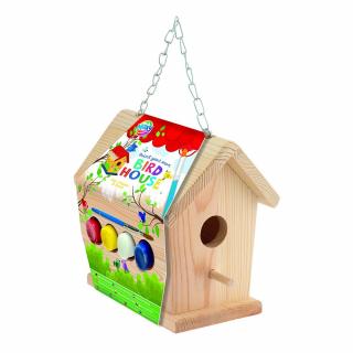 Set creativ DIY de pictat, din lemn, Casuta pasarelelor