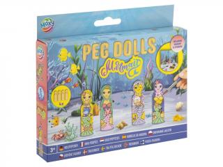 Set creativ DIY,Figurine din lemn, Peg Dolls, Sirene