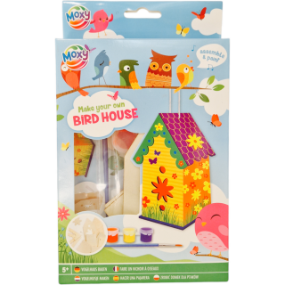 Set creativ DIY, Mini casuta pasarelelor, construieste si picteaza, model cu floricele