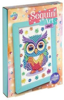 Set creativ DIY, Tablou cu paiete, bufnita