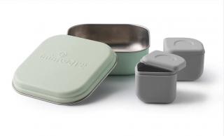 Set cutie cu 2 silipods pentru mancare bebelusi Miniware Grow bento, 3 piese, Keylime+Grey