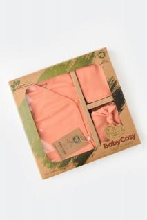 Set de 5 piese pentru nou nascut - 100% bumbac organic - Roz Piersica, Baby Cosy