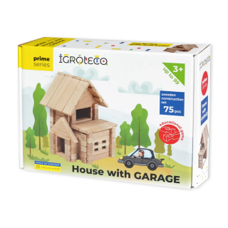 Set de constructie din lemn , zCasa cu Garaj,   75 piese