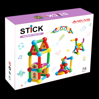 Set de constructie magnetic - STICK (78 piese)