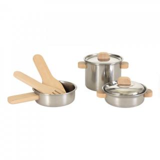 Set de vase de inox cu manere din lemn, Egmont Toys