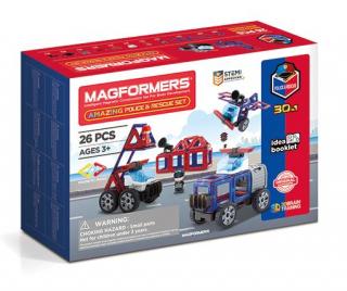 Set magnetic de construit- Magformers, masini de interventie