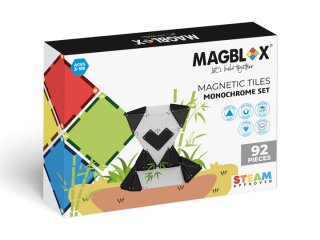 Set magnetic Magblox - 92 piese magnetice de constructie Monocrom AlbNegru