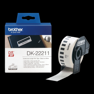 Brother DK-22211, Rola Continua de Film, negru pe alb, 29mm 15.24m