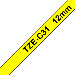 Brother TZe-C31, Banda Etichete Laminata, negru pe galben fluorescent, 12mm