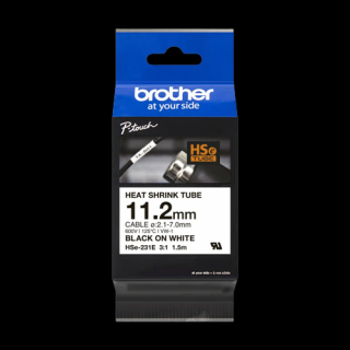 Caseta cu banda pentru tuburi termocontractibile Brother HSE-231E originala - negru pe alb, latime de 11,2 mm