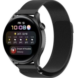 Curea ceas metalica ALTY, compatibila cu smartwatch Huawei Watch GT 2 46 mm, Samsung Galaxy Watch 46 mm, latime curea 22 mm, Negru