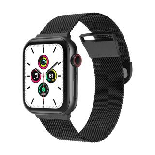 Curea metalica ALTY Milanese, pentru Apple Watch Ultra SE 8 7 6 5 4 3 2 1, Display 42 44 45 49 mm, Negru